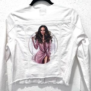 Just USA White Jean‎ Jacket Cropped Denim S